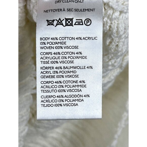 NWT! ANTHROPOLOGIE‎ Sheer Long-Sleeve V-Neck Knit Sweater Ivory Cream Size S - Picture 8 of 11